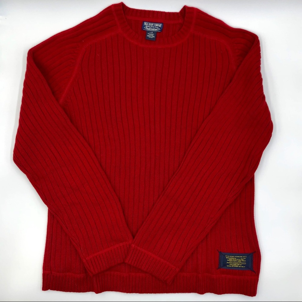 Polo Jeans Company Ralph Lauren Red Knit Sweater